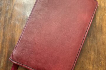 KJV rustic burgundy goatskin front view